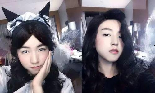 网红男扮女装的男人吃瓜